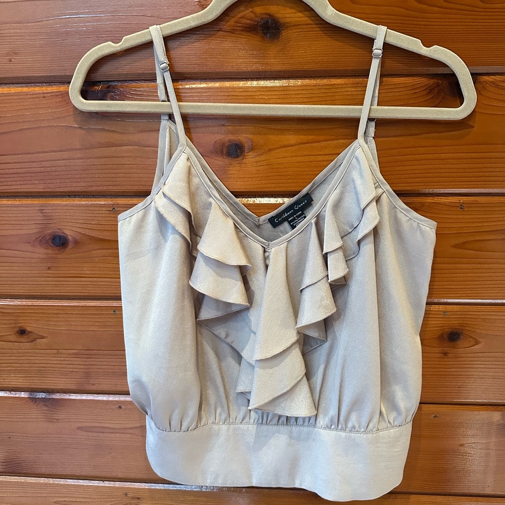 Caribbean Queen Cream Ruffle Camisole